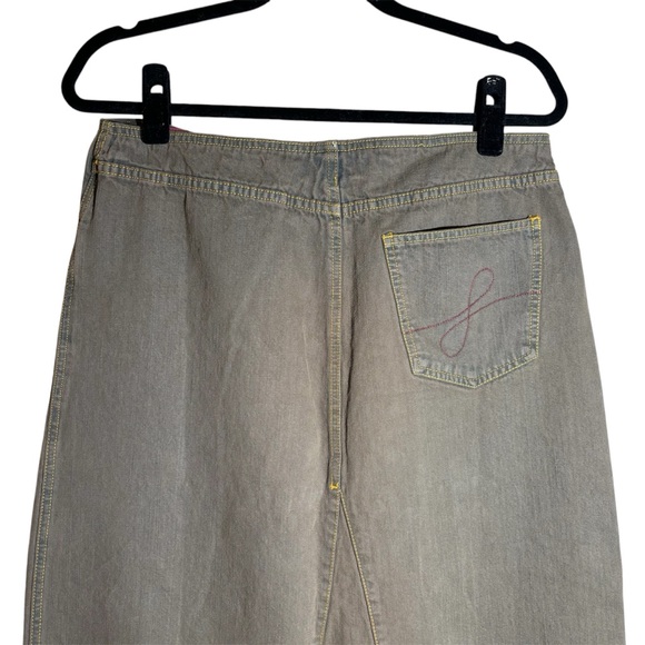 Urban Outfitters Renewal Remade Overdyed Denim Maxi Skirt Brown/Green Size 14 - Picture 5 of 5